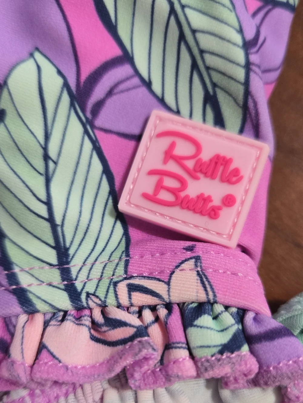 Ruffle Butts Pink & Purple Floral Long-Sleeve Rashguard 6-12m